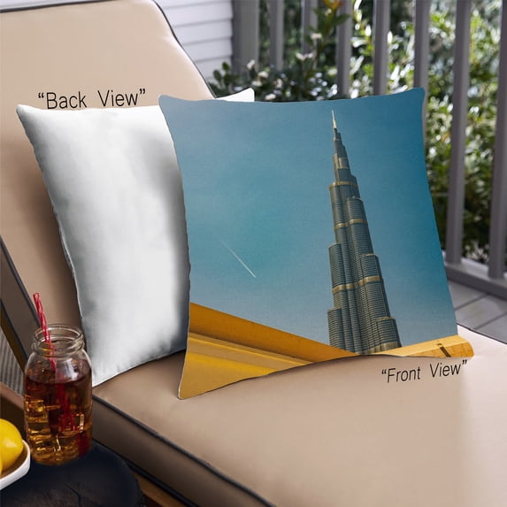 Ahgly Company Sites Burj Khalifa Outdoor Throw Pillow, 18 inch by 18 inch