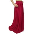 thumbnail image 3 of Bimba Women's Magenta Georgette Elastic Waist Long Flared Summer Skirt-S, 3 of 5