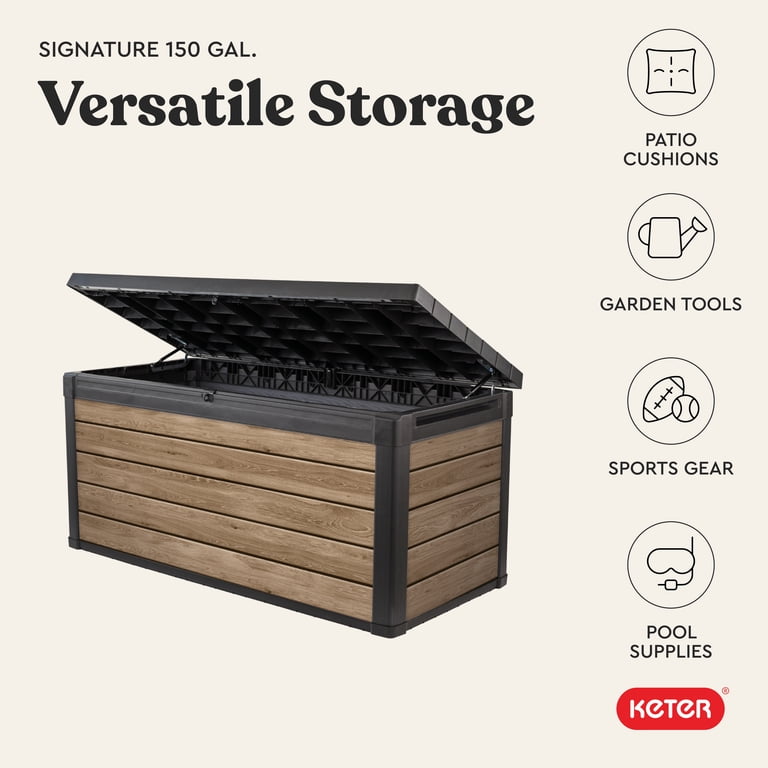 Keter Eastwood 150-Gallon Resin Deck Box, Ashwood photo 7