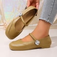 thumbnail image 4 of NexTorq Women's Mary Jane Shoes Square Toe Comfortable Low Heeled Shoes Women's Slip on Flats, Soft Comfortable Flat Shoes, Brown, 36, 4 of 9