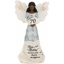Pavilion - Happy 70th Birthday - 6" Ebony African American Angel Figurine Religious Best Friend Bestie BFF God Jesus Lover Christian Christ Gift Present