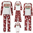 thumbnail image 5 of Christmas Family Matching Pajamas Sets Christmas PJ's Letter Print Top and Plaid Pants Jammies Sleepwear, 5 of 6