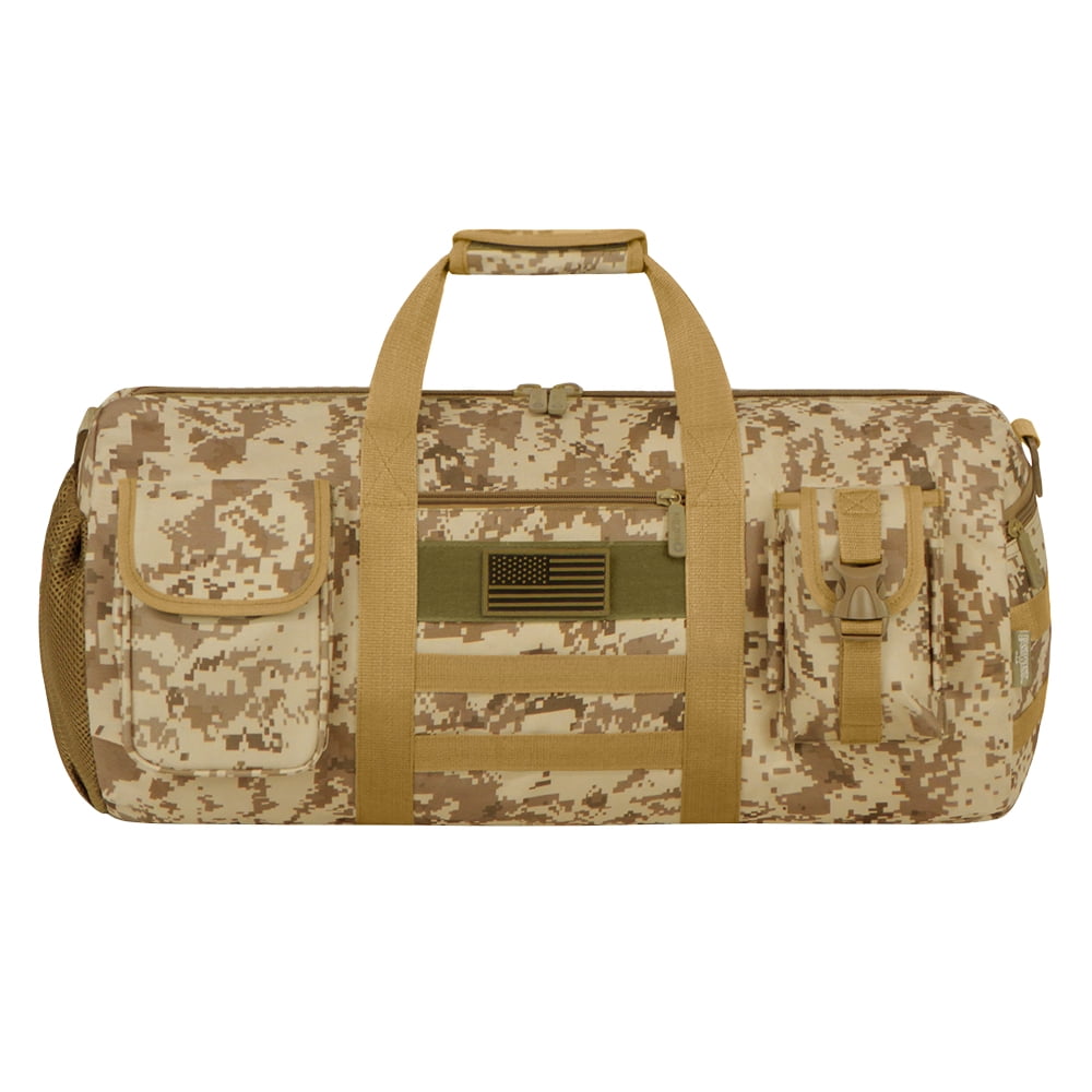 Tactical Molle Large Heavy Duty Round Duffel Bag Tan ACU