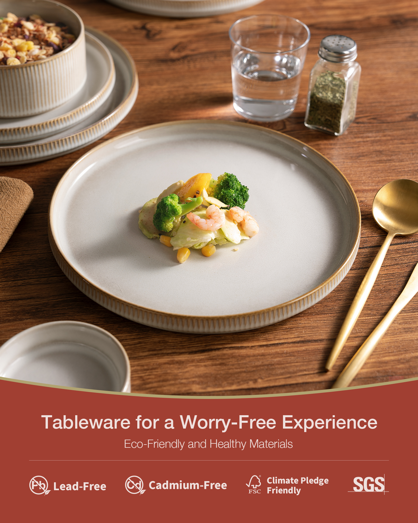 Famiware Stoneware 12-Piece Dinnerware Set, Cappuccino White photo 4