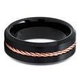 thumbnail image 2 of Rose Gold Tungsten Ring,8mm Wedding Ring,Black Tungsten Ring,Braid Tungsten Ring,Beveled,Man & Woman, 2 of 4
