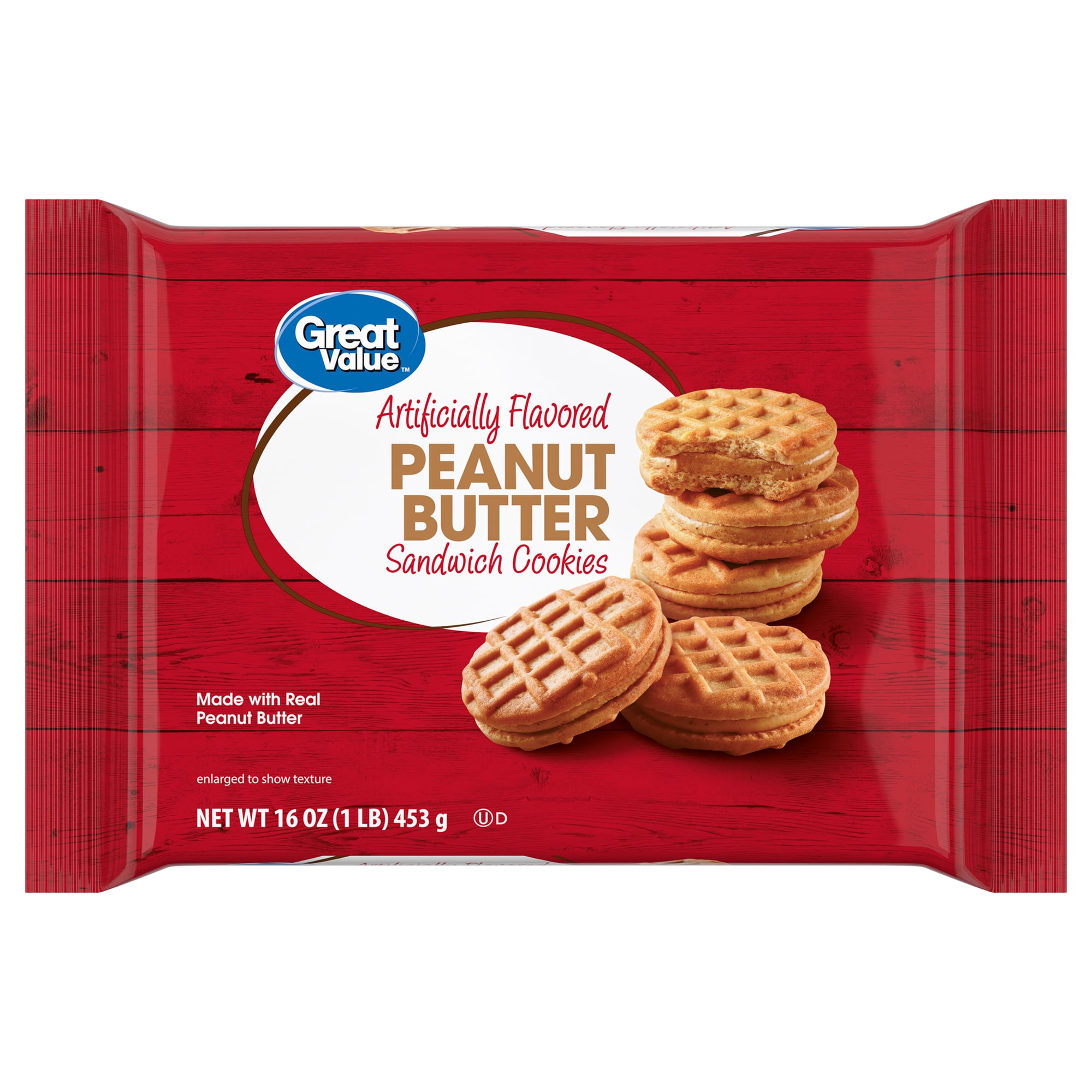 Great Value Peanut Butter Sandwich Cookies, 16 oz, 36 Count