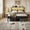Black Oak, variant on Kbun Queen Size LED Metal Bed Frame with 2-Tier Storage Headboard and Charging Station,No Box Spring Needed, Easy Assembly, Brown