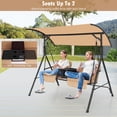 thumbnail image 4 of Gymax 2-Person Canopy Porch Swing Padded Chair Cooler Bag Rotatable Tray Beige, 4 of 10