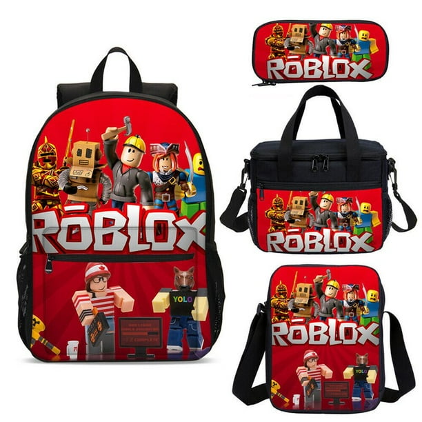 Mochilas escolares con estampado de dibujos animados para adolescentes, Mochila informal de nailon, Juego de 4 unidades