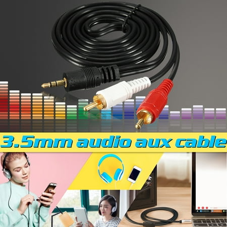 Rca Phono Lead - 3.5mm Mini Stereo Jack to 2 RCA Twin Phono Cable Lead Gold PC TV Aux Audio (4.6ft)