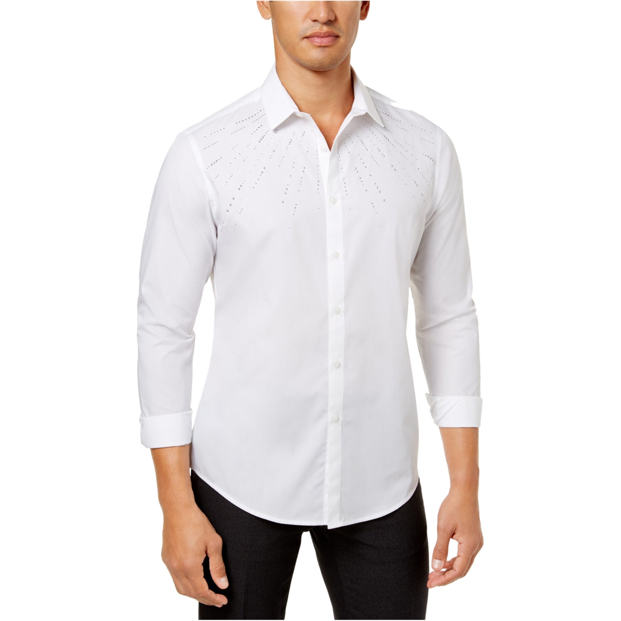 I-N-C Mens Beaded Ls Button Up Shirt 