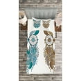 thumbnail image 3 of Ambesonne Tribal Quilted Bedspread Set 2 Pcs, Farsighted Birds, Twin Size, Cream White Teal, 3 of 3