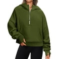 thumbnail image 3 of BDPORKAS Women's Oversized Hoodies Sweatshirt Quarter-Zip Fleece Pullover Hoodie Tops with Thumb Holes, 3 of 7
