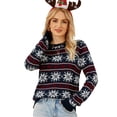 thumbnail image 2 of Inevnen Women's Ugly Christmas Sweaters Snowflake Reindeer Holiday Knit Xmas Sweater Pullover Tops, 2 of 8