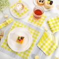 thumbnail image 4 of 120 Pcs Yellow Gingham Napkins, Scalloped Yellow Cocktail Napkins Dispoable Plaid Picnic Napkin for Birthday, Tea Party, 5 x 5 Inches, 4 of 14