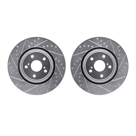 Dynamic Friction Company Front Brake Rotors-Drilled and Slotted-Silver 7002-76019