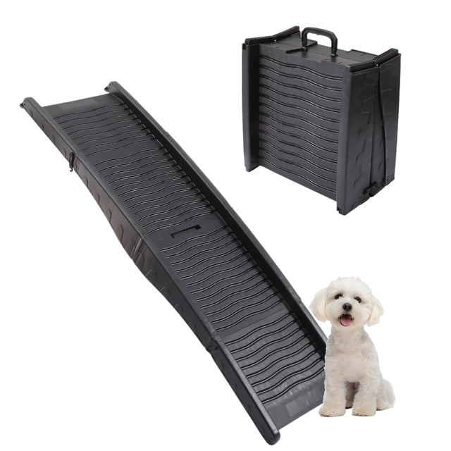 Unique Bargains Dog Ramp for Bed Non-Slip Portable Folding Stairs Easy Car Access Universal Model Black
