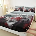 thumbnail image 3 of jejeloiu Mountain Pine Tree Twin Sheet Sets,Rustic Woodland Nature Landscape Twin Fitted Sheet,White Red Black Flat Sheet For Men Women,Microfiber Bedroom Decor,3 Pieces, 3 of 7