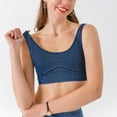 thumbnail image 4 of GEWSEY Women's Sports Bra High Impact Wireless Bra Full Coverage Plus Size Bra Non Padded Yoga Bras Workout Gym Bras (Dark Blue, L), 4 of 7