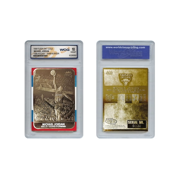 1998 Michael Jordan 1986 Fleer Rookie Design 23KT Gold Card R/W/B Border Graded Gem Mint 10