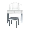 thumbnail image 3 of Inspired Home Ophelia 3-Piece Mirrored Vanity Set with Trifold Mirror, Grey, 3 of 8