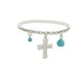 thumbnail image 6 of Women Silver Metal Chain Boot Bracelet Shoe Cross Charm Anklet Turquoise Blue, 6 of 16