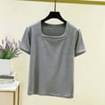 thumbnail image 1 of Ounisa Womens Short Sleeve T Shirts Crew Neck Rib Knit Solid Color Casual Slim Fit Spring Summer Basic Layering Tops M-2XL, 1 of 9