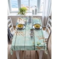 thumbnail image 3 of Teal Beach Coastal Rectangle Tablecloth, Summer Nautical Coral Shell Botanical Vintage Waterproof & StainResistant Tablecloth, Washable Oil-proof Table Cover for Dining/Party/Wedding/Buffet 60x84 In, 3 of 9