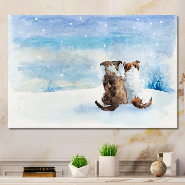Designart Dogs During Christmas Season Children's Art Canvas Wall Art