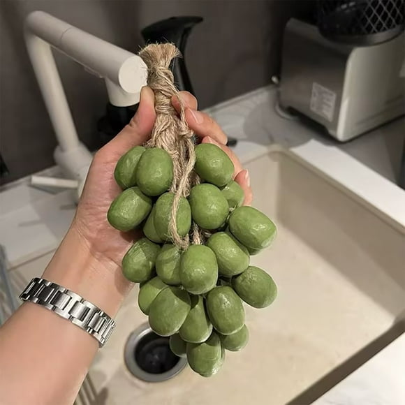 Accesorios de baño Camiseta verde Racimos de uva de imitación Jabón hecho a mano Regalo de compañía Lavado de cara Adornos de baño Jabón Jabón de cera de uvas