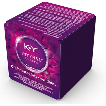K-Y Intense Latex Condoms (12 condoms), Discreetly Packaged With Silicone-Based Lubricant, Ribbed & Dotted With Specially Formulated Lube To Intensify Her