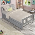 thumbnail image 2 of SYNGAR Twin Size Bed Frame with Trundle, Wood Bed Frame with Headboard and Footboard, Twin Platform Bed Frame with Wood Slat, No Box Spring Needed, Easy Assembly, Gray, 2 of 11