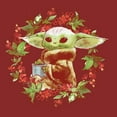 thumbnail image 2 of Women's Star Wars: The Mandalorian Christmas The Child Wreath Graphic Tee Red X Large, 2 of 4