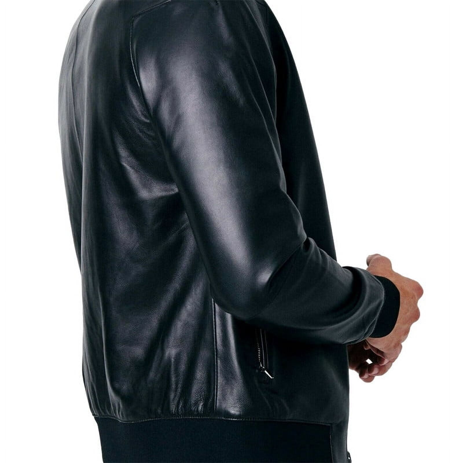 Men's Bomber Black 100% Genuine Lambskin Leather Lightweight Soft Satin lining Jackets for Men - M Size