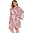thumbnail image 1 of GFDYREE Women's Plus Size Satin Robes Plus Size Silky Kimonos Robes Sleepwear,Short, 1 of 5