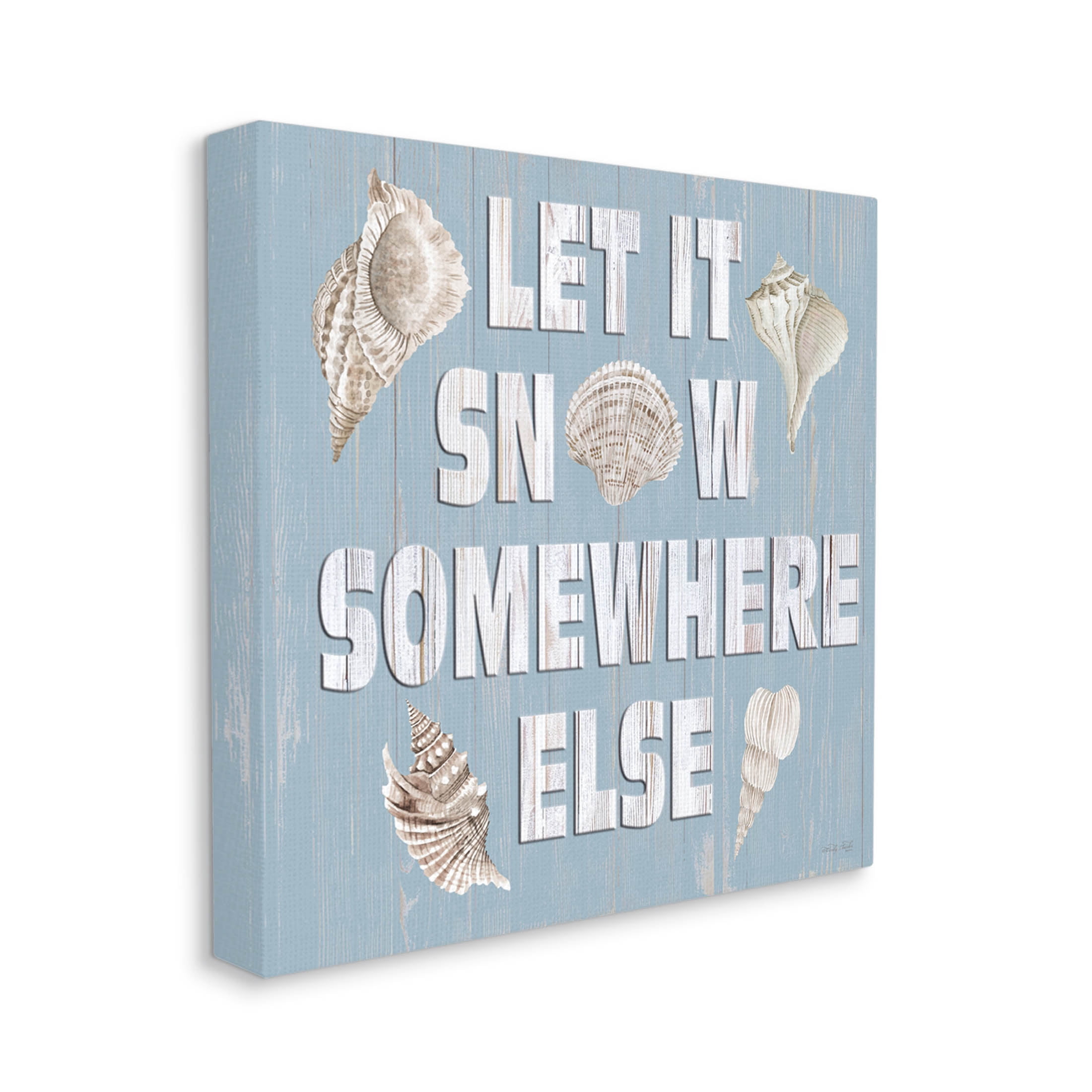 Let It Snow Somewhere Else Seashells Holiday Graphic Art Gallery Wrapped Canvas Print Wall Art