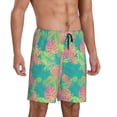 thumbnail image 3 of Rocae Colorful Palm Leaves for Men's Soft Sleep Pajama Shorts, Waistband and Pockets, 3 of 9