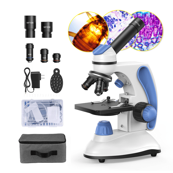 FOKOOS Microscope for Adults with Slides 40X-1000X Compound, Phone Adapter, Dual LED