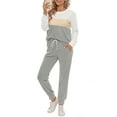 thumbnail image 2 of Fantaslook Womens Color Block Pajamas Crewneck Long Sleeve Lounge Sets Casual Jogger Outfits with Pockets, 2 of 7