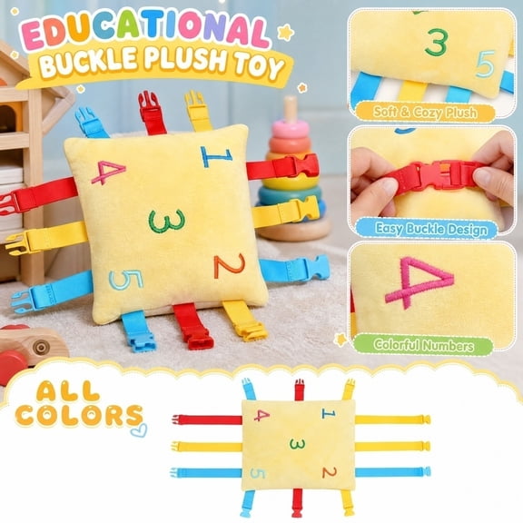 Hobby Toys 1-3 Buckle Toys for Toddlers 1-3 Puzzle Student Sensory Toys for Toddlers 1-3 Soft Plush Student Patting Plush Toys for Travel and Car Rides 1 Pack