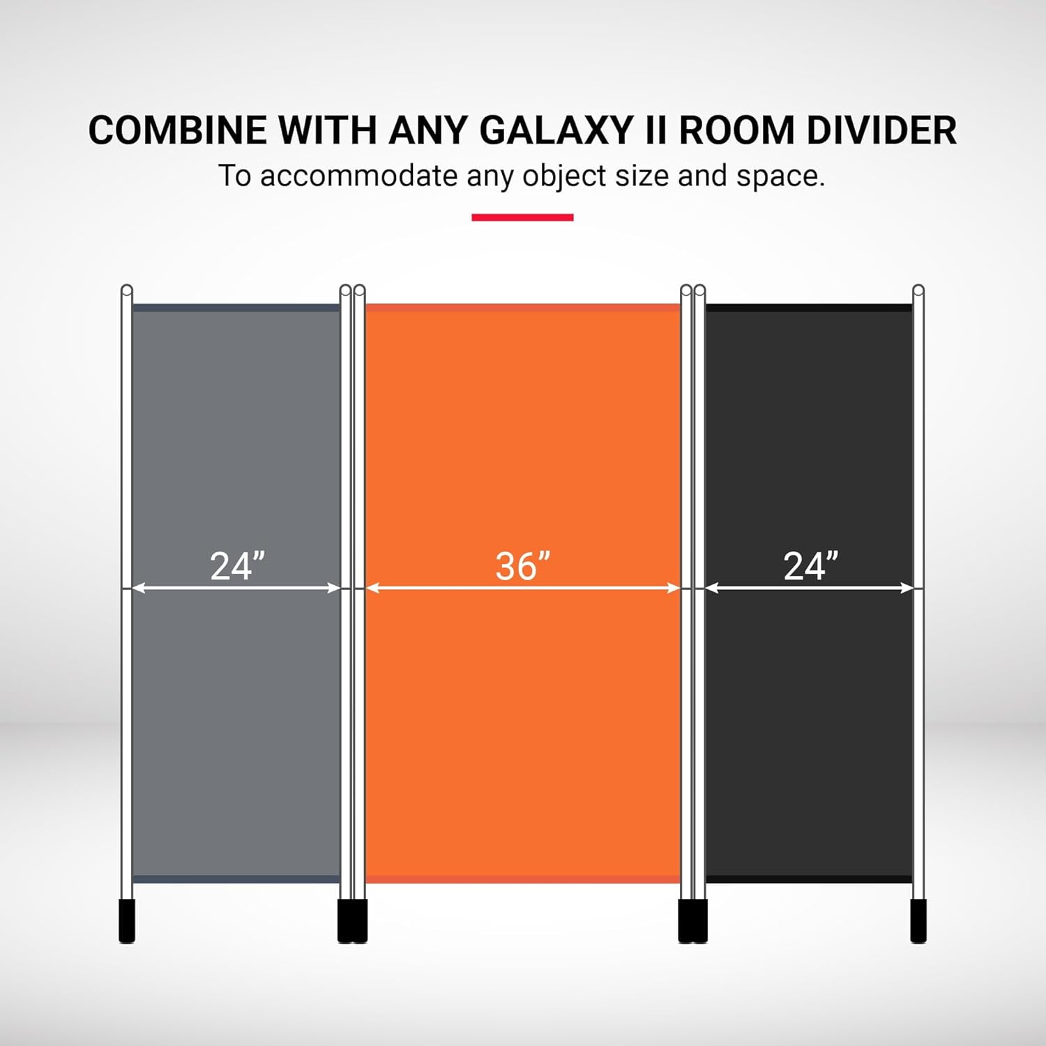 Proman Products FS17183 Galaxy II Indoor/Outdoor Room Divider (2-Panels, 24" w / panel), Water Repellent Fabric, Metal Frame, 50.25" W x 12" D x 71" H, Gray