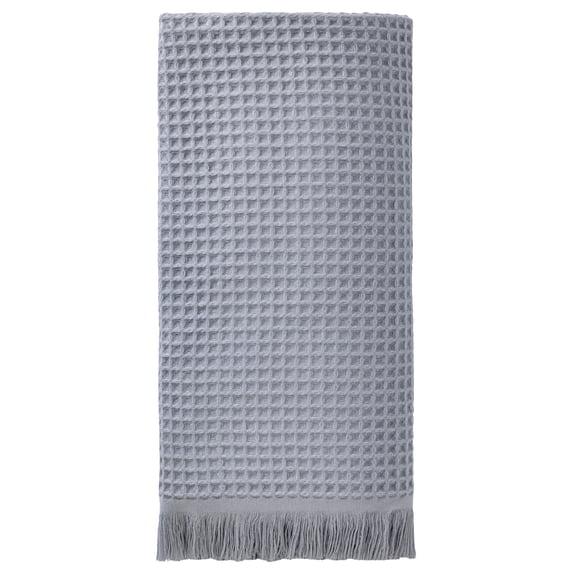 Unique Bargains Highly Absorbent Cotton Waffle Bath Towel with Tassel Grey 71" x 35"