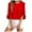 Red, variant on Womens 3/4 Length Sleeve Tops Crew Neck Solid Color Fashion Shirts Spring Summer Business Casual Blouses Shirt