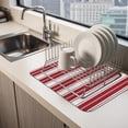 thumbnail image 2 of Red Striped Dish Drying Mats for Kitchen Counter, Vertical Stripe Modern Minimalist Absorbent Coffee Bar Mat with Non-slip Rubber Backed Quick Drying Dish Rack Pad 16"x18", 2 of 9