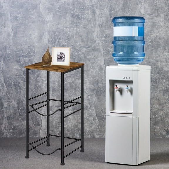 OYEAL 2-Tier 5 Gallon Water Jug Holder, Heavy Duty Water Bottle Rack with Storage Shelf, Space-Saving Water Cooler Jug Holder Rack for Home, Kitchen or Office, Brown