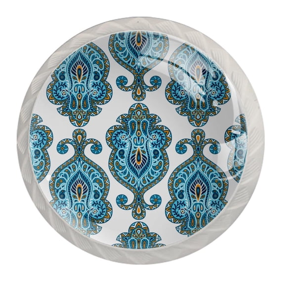 4 Pcs Mandala Floral Knobs for Kitchen Cabinet Cupboard Dresser Bookcase Drawer Pulls Handles Round Home Decor