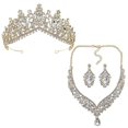 thumbnail image 4 of Elegant Bridal Jewelry Set with Crown Necklace and Drop Earrings, Rhinestone Accessories for Wedding, Prom or Evening Parties, Sturdy Durable Design, 4 of 5