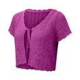 thumbnail image 4 of Cardigan For Women Breathable Lace Knit Summer Beach Cover Up For Short Sleeve Open Front Light Weight Cardigan, 4 of 6