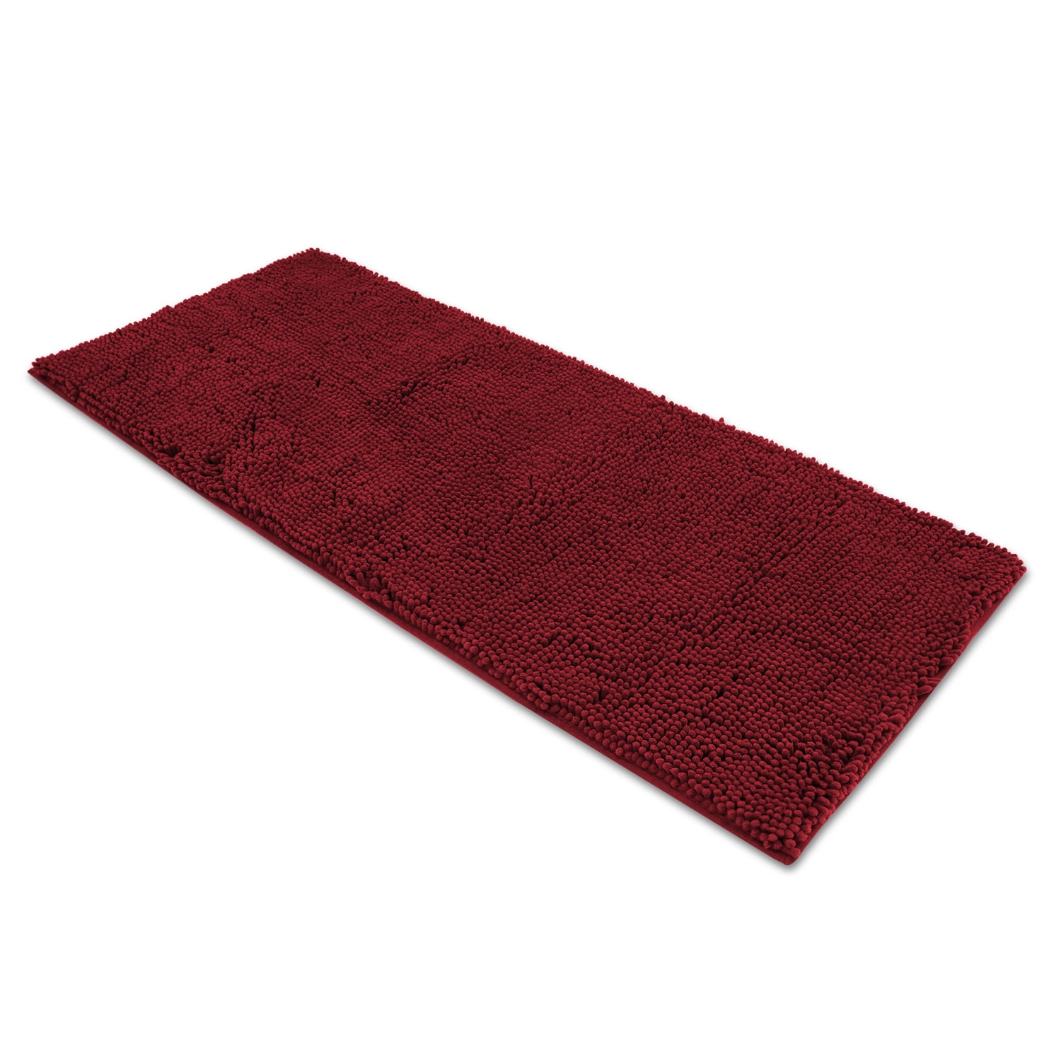AOACreations Chenille Shag Bath Rug Long Runner Bathroom Mat 50 x 150 cm (20" x 59"), Burgundy