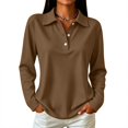 thumbnail image 2 of Golf Polo Shirts for Women Long Sleeve Button Placket Lapel Collar Vintage Casual Dressy Work Blouses, 2 of 7